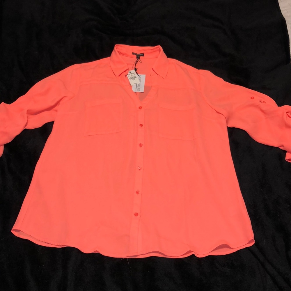 Peachy button down top